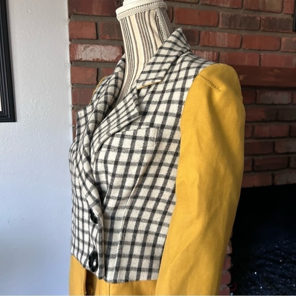 NWT Anthropologie Cartonnier Yellow Plaidblock Peacoat Jacket Mustard Yellow 0 - Picture 7 of 11
